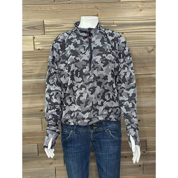 Spyder 1/4 Zip Base Layer Womens XL Long Sleeve Top Gray Camo Pullover - Picture 1 of 5